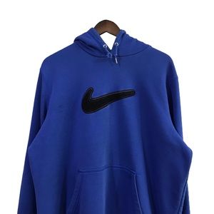 Nike 3D Swoosh Logo Blue Cotton Hoodie